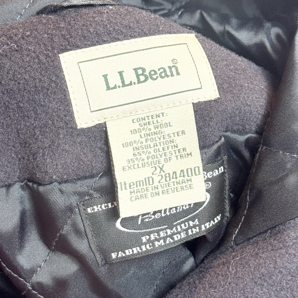 LL Bean Womens Wool Duffel Coat 2X Hooded Toggle Italian Bellandi Purple 284400 - Picture 5 of 13